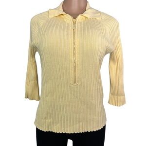 3/$30 ☀️ Belldini Yellow Knit Y2K Bling Collared Sweater